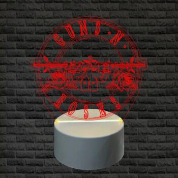 Abajur LED Luminária 3D ilusion - Guns N' Roses