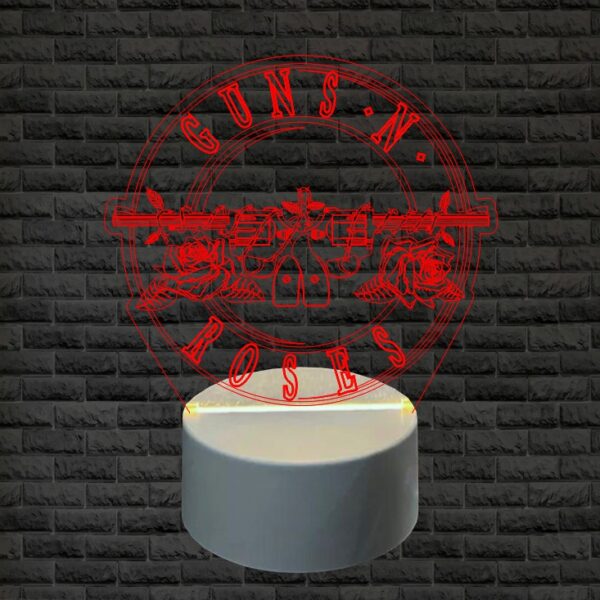 Abajur LED Luminária 3D ilusion - Guns N' Roses