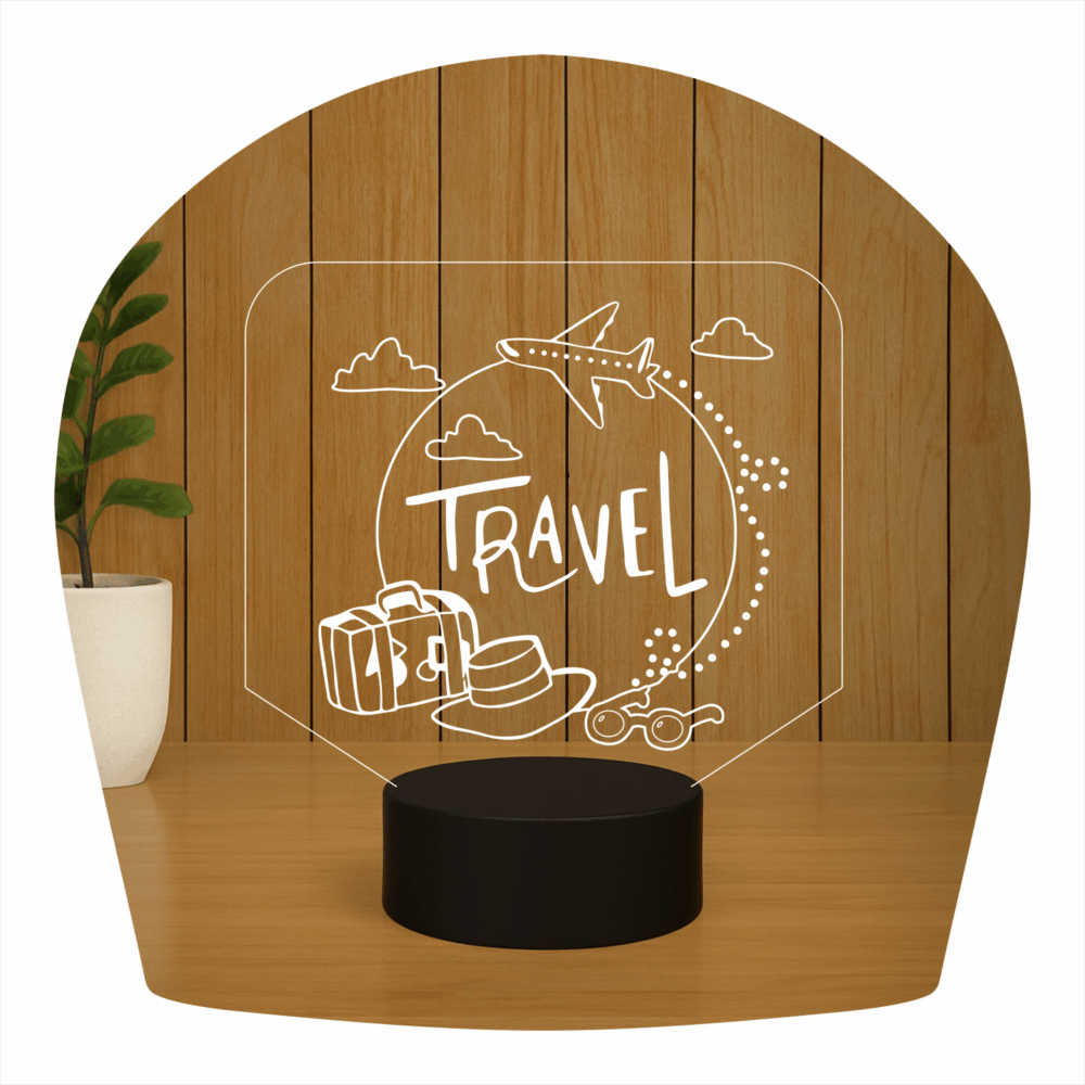 Abajur LED Luminária 3D ilusion - Travel viagem