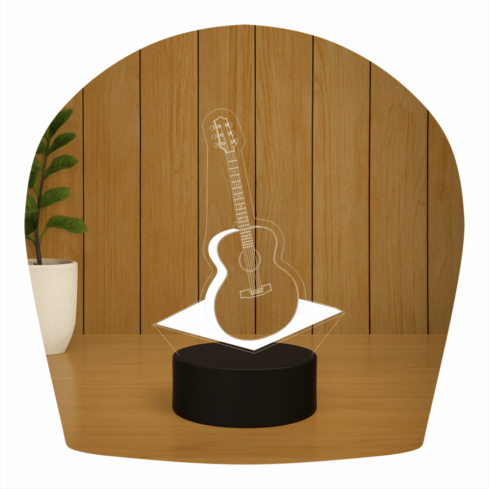 Abajur LED Luminária 3D ilusion - Violão