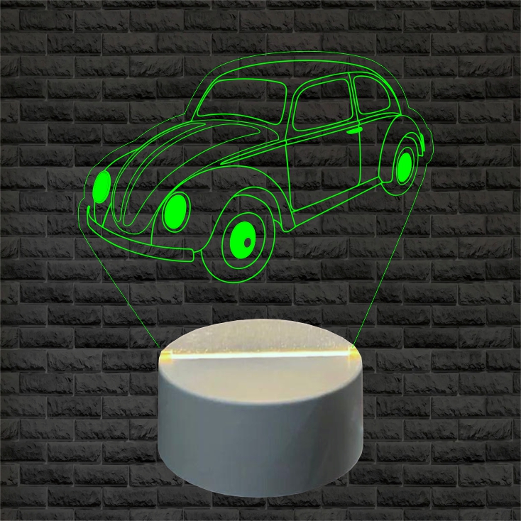 Abajur LED Luminária 3D ilusion - Fusca - Verde