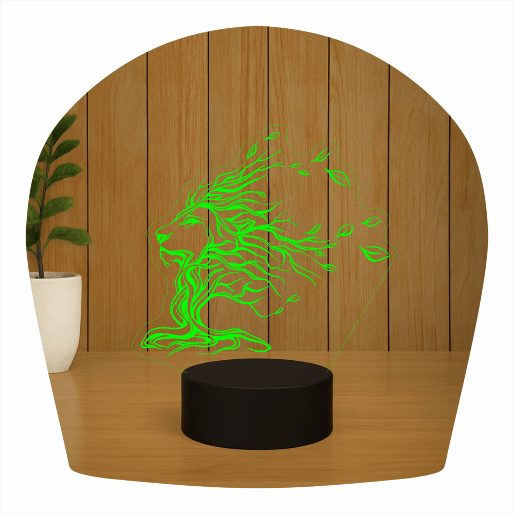 Abajur LED Luminária 3D ilusion - Arvore Leão