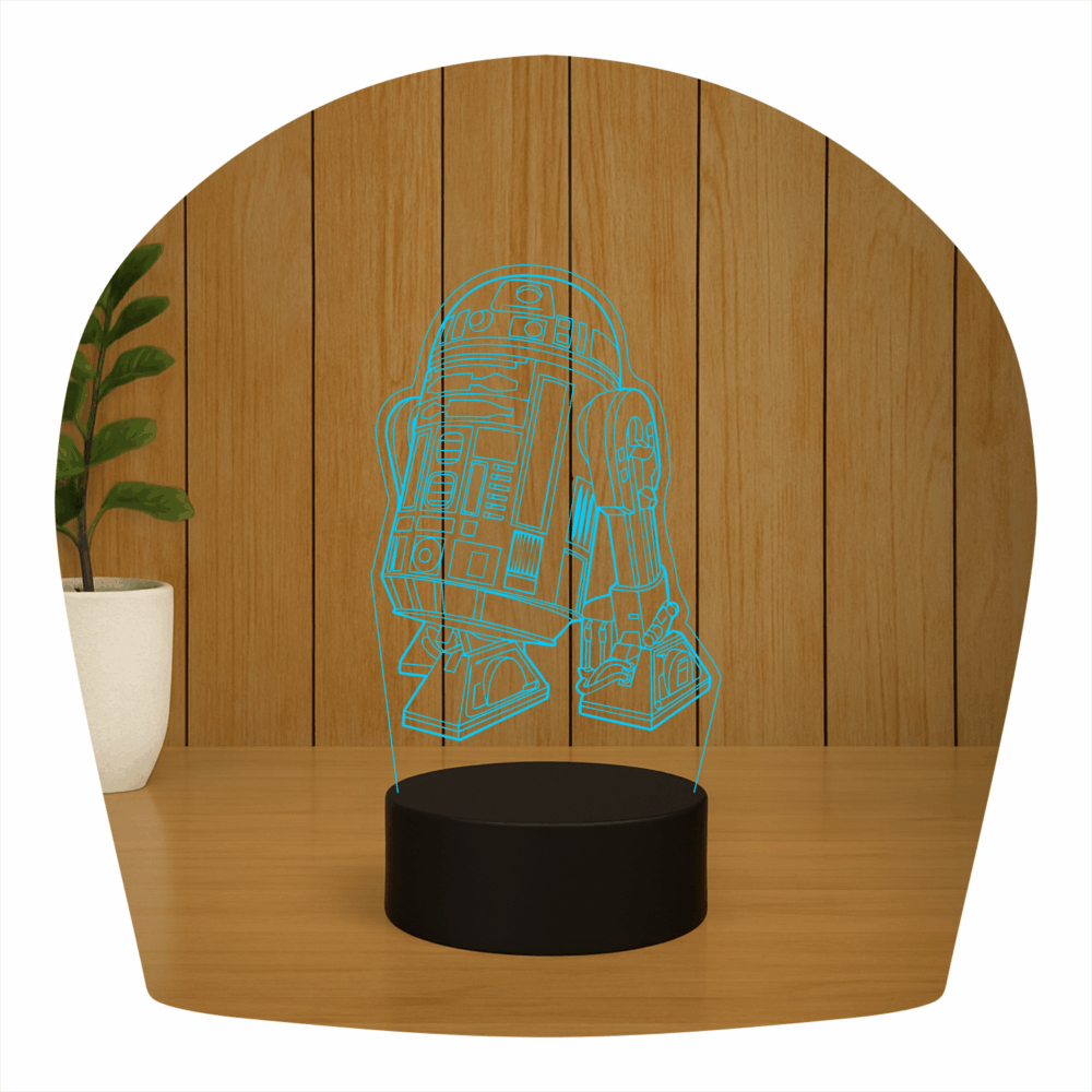 Abajur LED Luminária 3D ilusion - Star wars R2