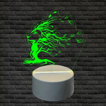 Abajur LED Luminária 3D ilusion - Arvore Leão