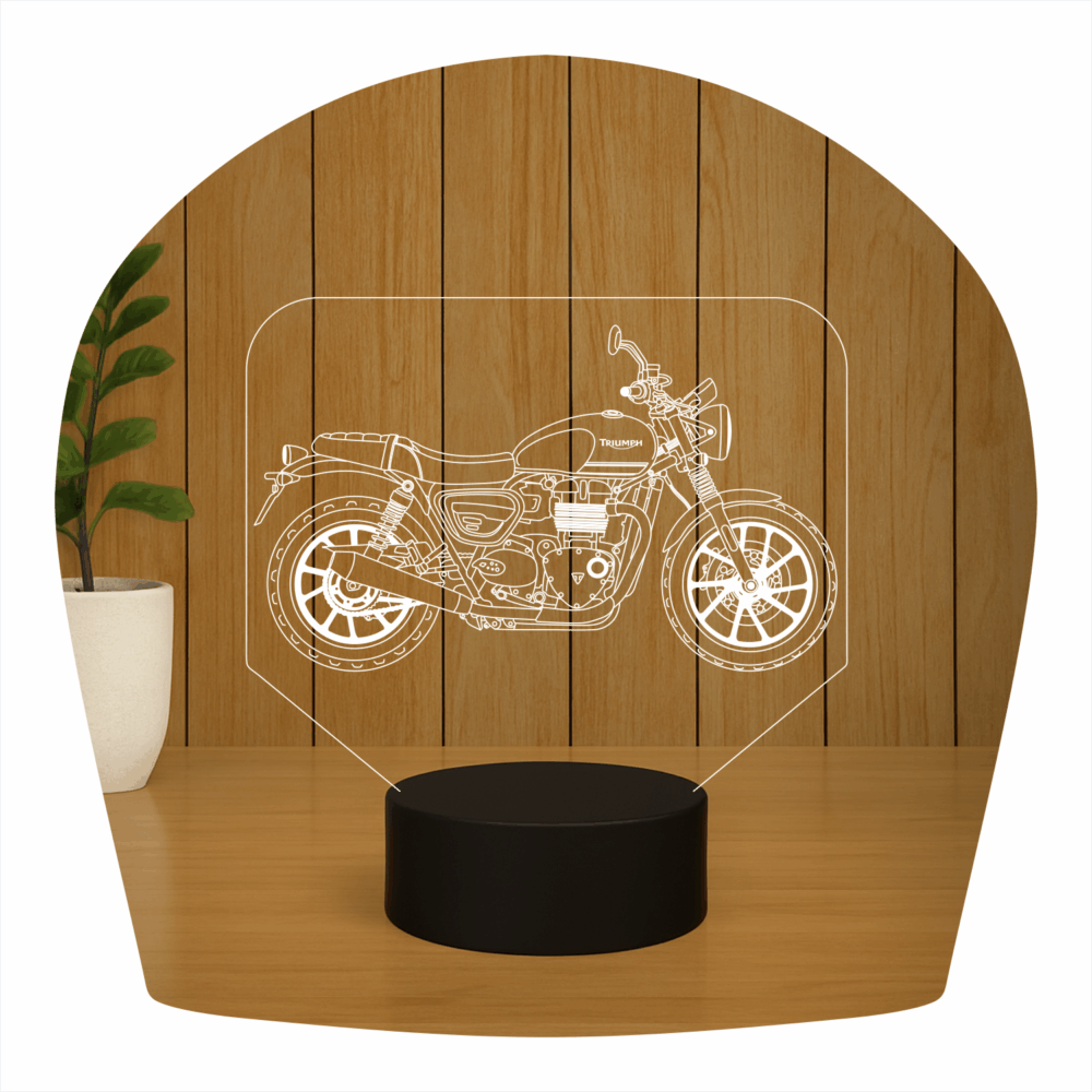 Abajur LED Luminária 3D ilusion - Moto Twim 900 Triumph - Imagem 5