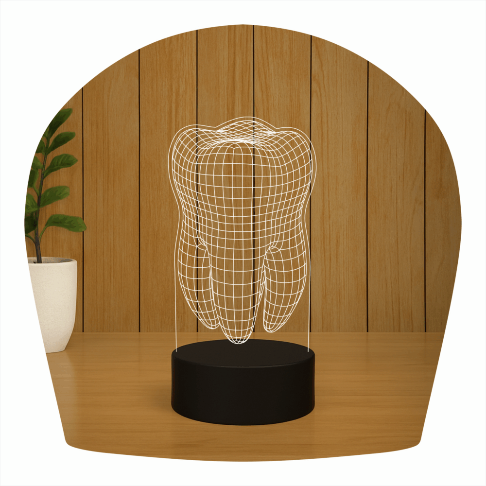 Abajur LED Luminária 3D ilusion - Dente
