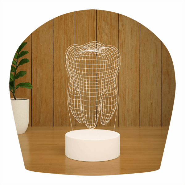 Abajur LED Luminária 3D ilusion - Dente
