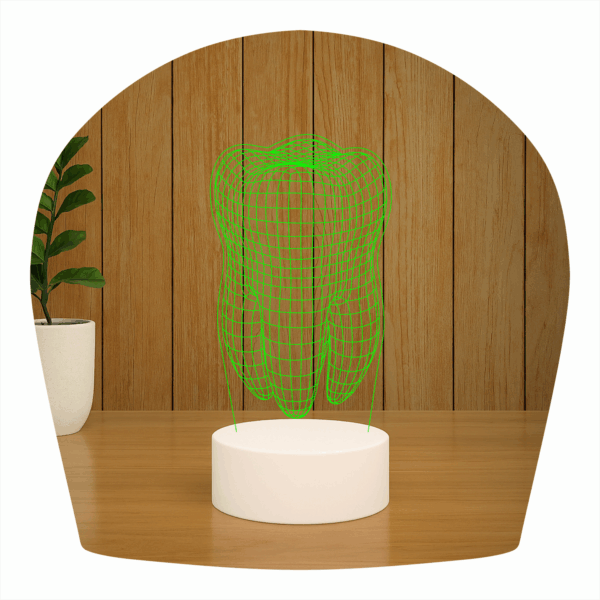 Abajur LED Luminária 3D ilusion - Dente - Imagem 2