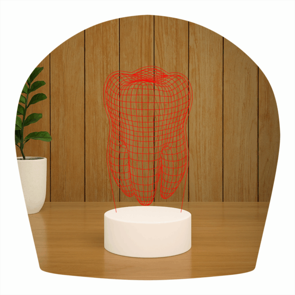 Abajur LED Luminária 3D ilusion - Dente - Imagem 4