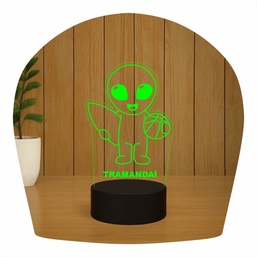 Abajur LED Luminária 3D ilusion - Alien