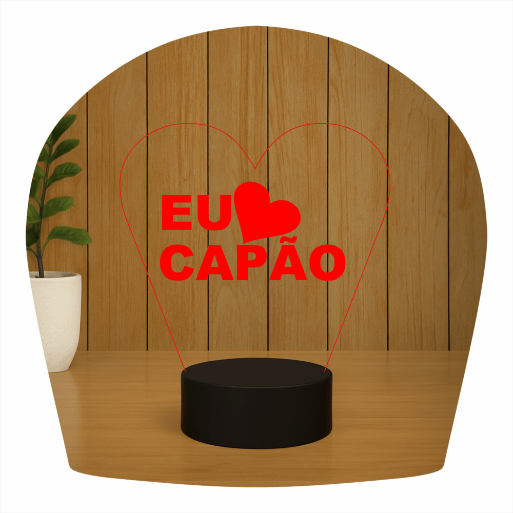 Abajur LED Luminária 3D ilusion - Eu amo Capão