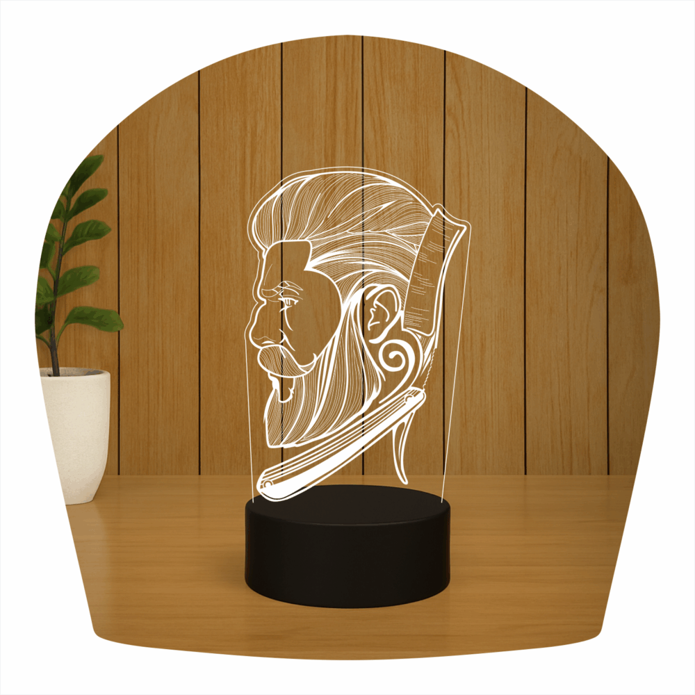 Abajur LED Luminária 3D ilusion - Barbershop