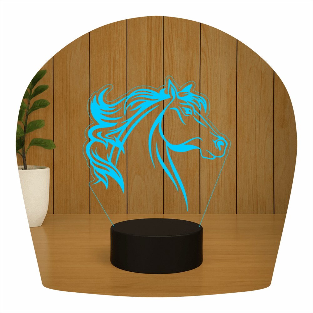 Abajur LED Luminária 3D ilusion - Cabeça Cavalo