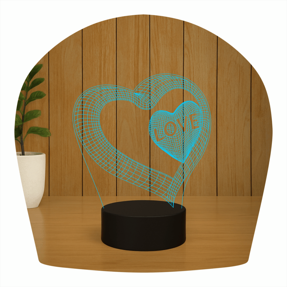 Abajur LED Luminária 3D Ilusion - Coração Love - Imagem 2