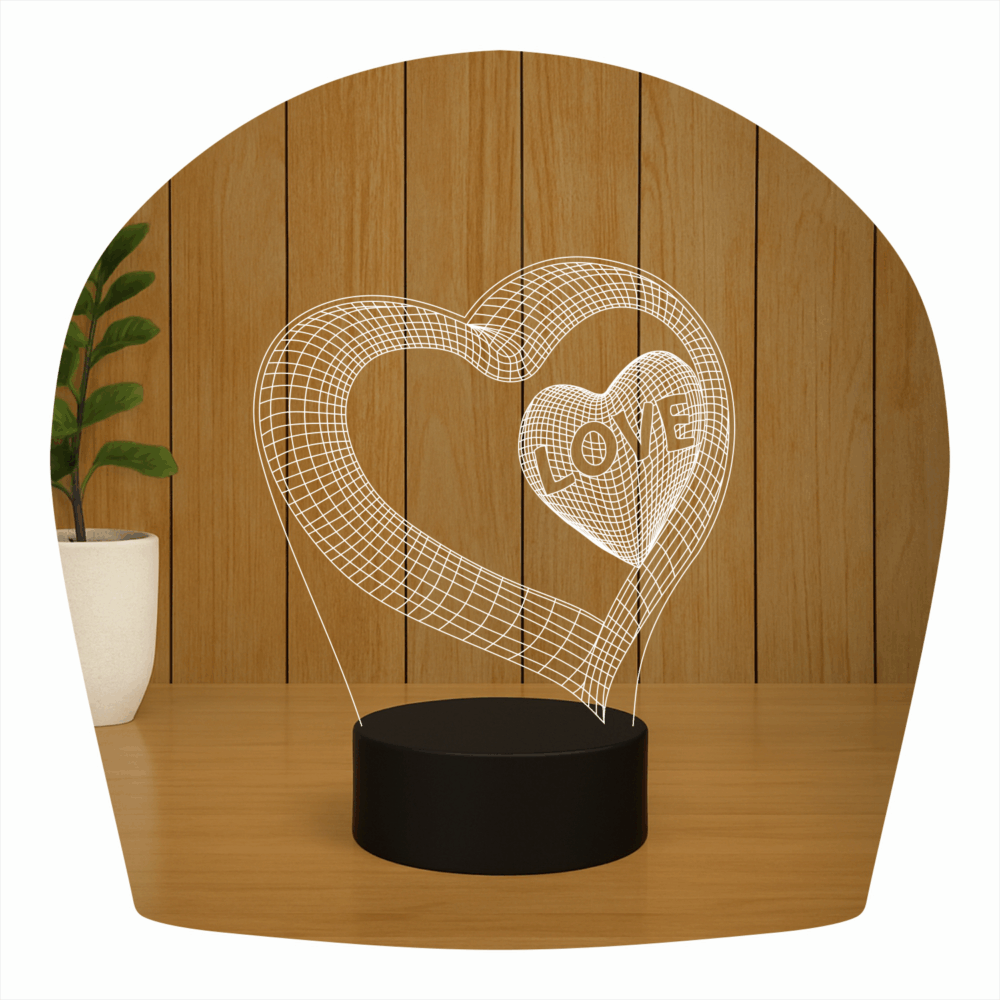 Abajur LED Luminária 3D Ilusion - Coração Love - Imagem 5