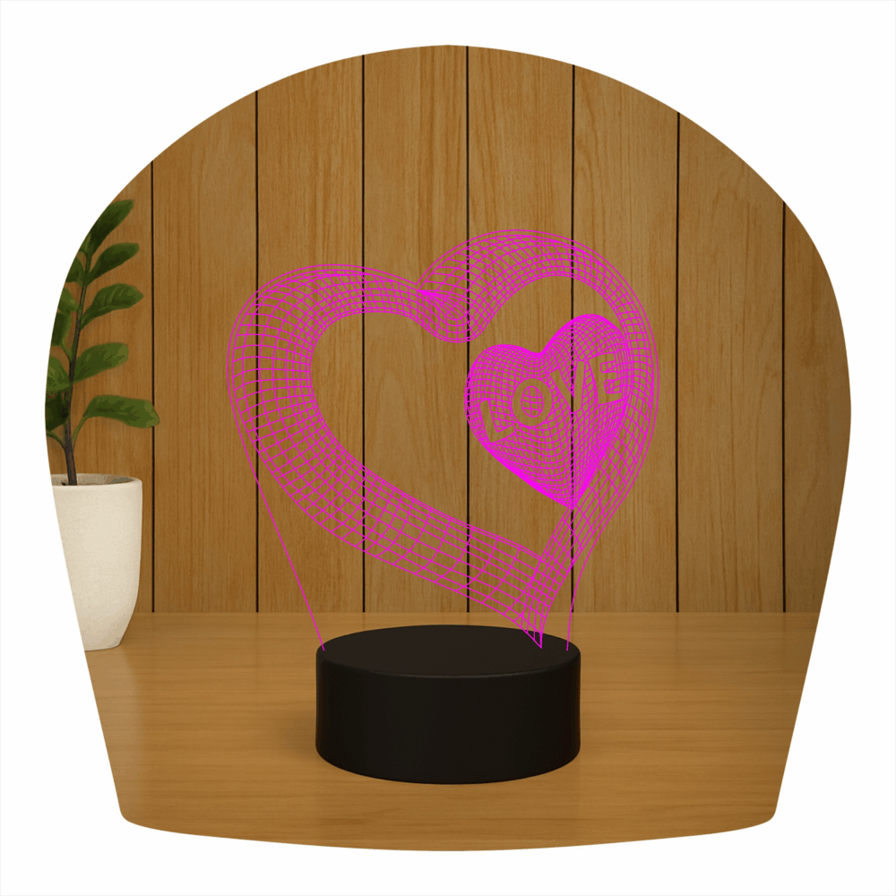 Abajur LED Luminária 3D Ilusion - Coração Love - Imagem 4