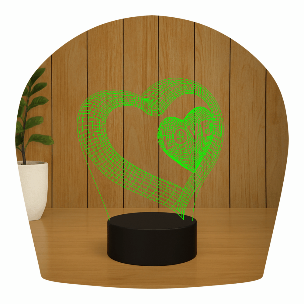 Abajur LED Luminária 3D Ilusion - Coração Love - Imagem 3