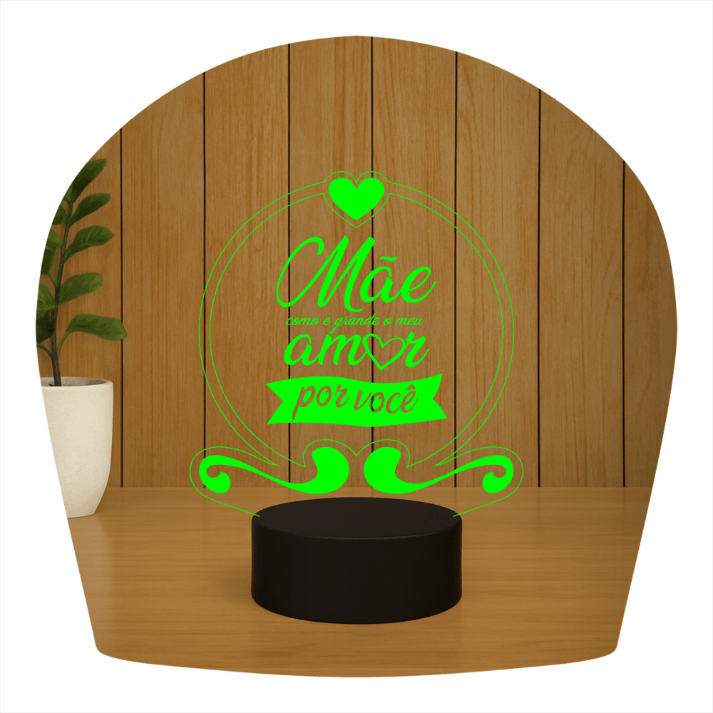 Abajur LED Luminária 3D ilusion - Grande Amor