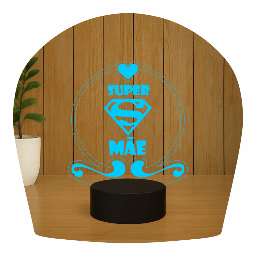 Abajur LED Luminária 3D ilusion - Super Mãe
