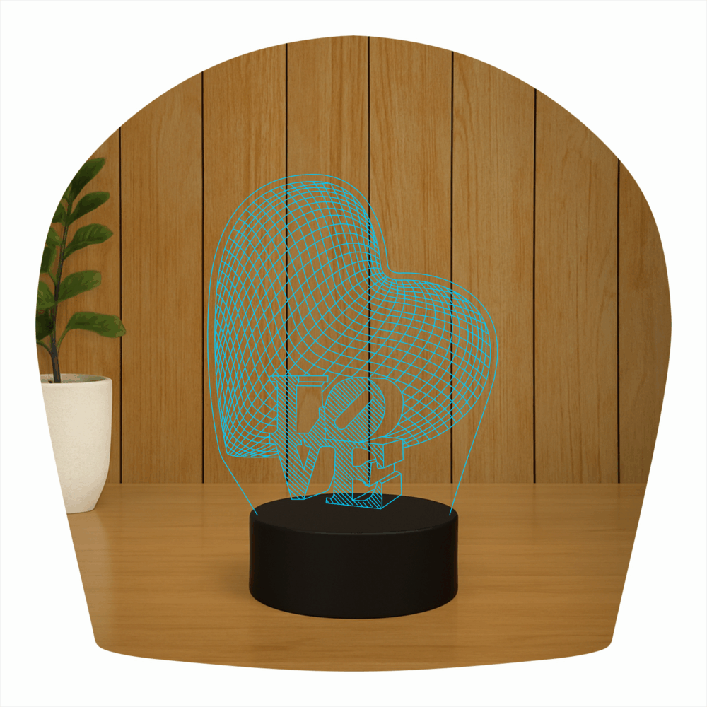 Abajur LED Luminária 3D Ilusion - Coração Love - Imagem 3