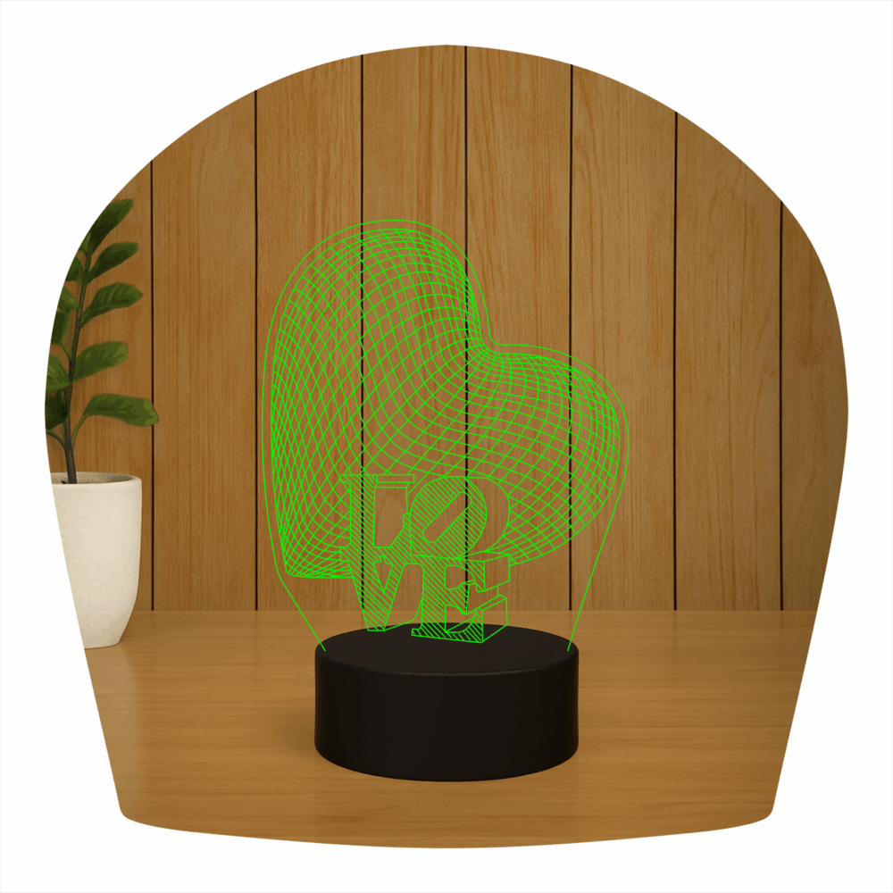 Abajur LED Luminária 3D Ilusion - Coração Love - Imagem 4