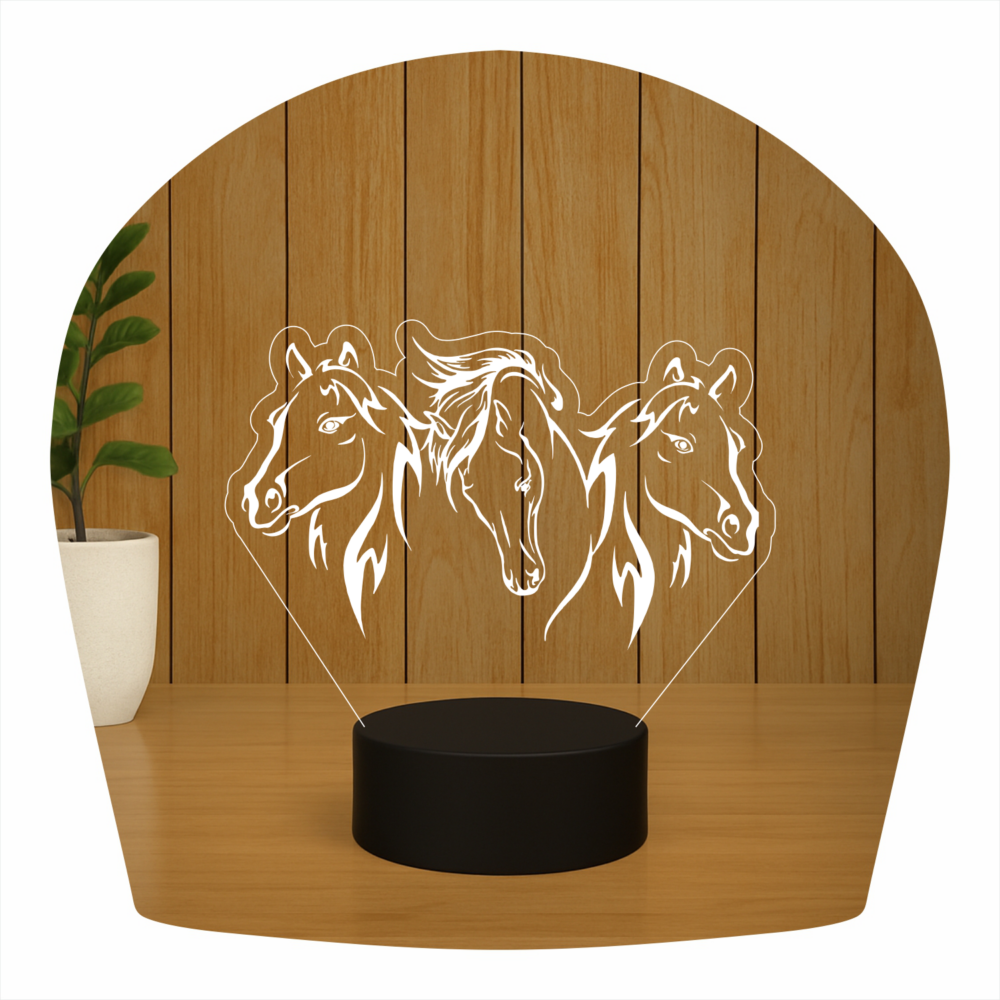 Abajur LED Luminária 3D Ilusion - Cavalos 3