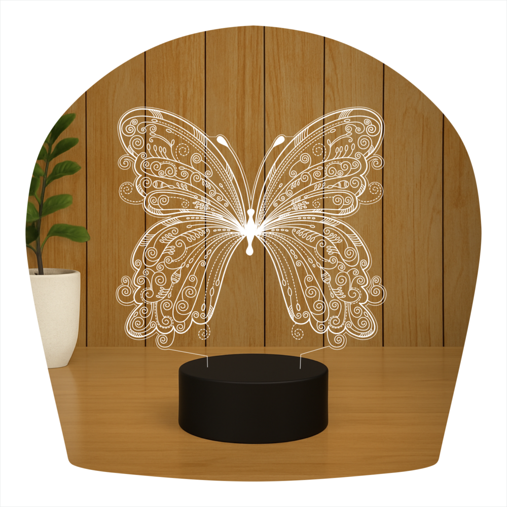 Abajur LED Luminária 3D Ilusion - Borboleta