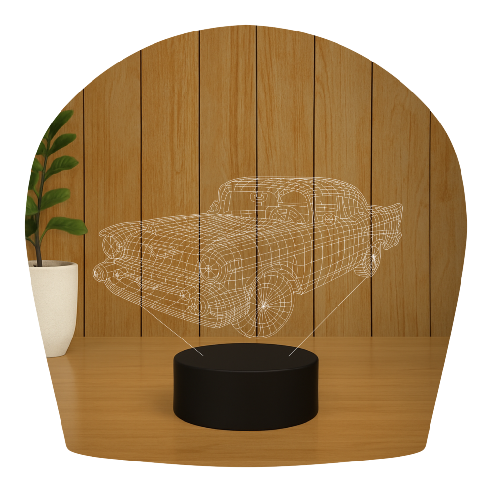 Abajur LED Luminária 3D Ilusion - Chevrolet Bel Air 1957