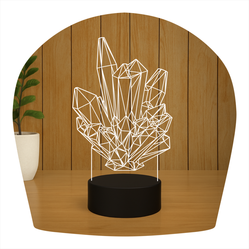 Abajur LED Luminária 3D Ilusion - Cristal
