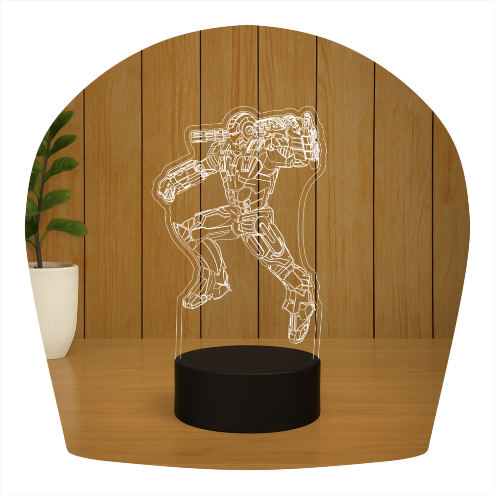 Abajur LED Luminária 3D Ilusion - Maquina De Combate