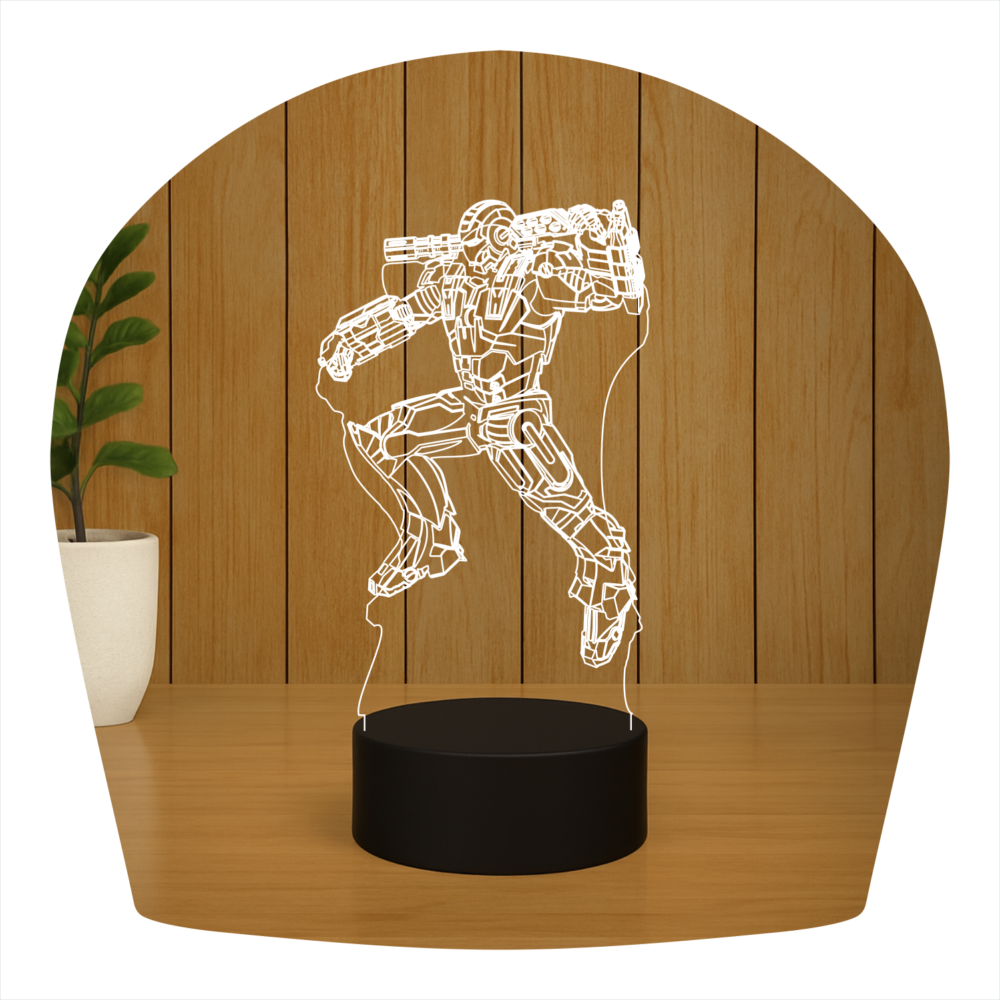 Abajur LED Luminária 3D Ilusion - Maquina De Combate