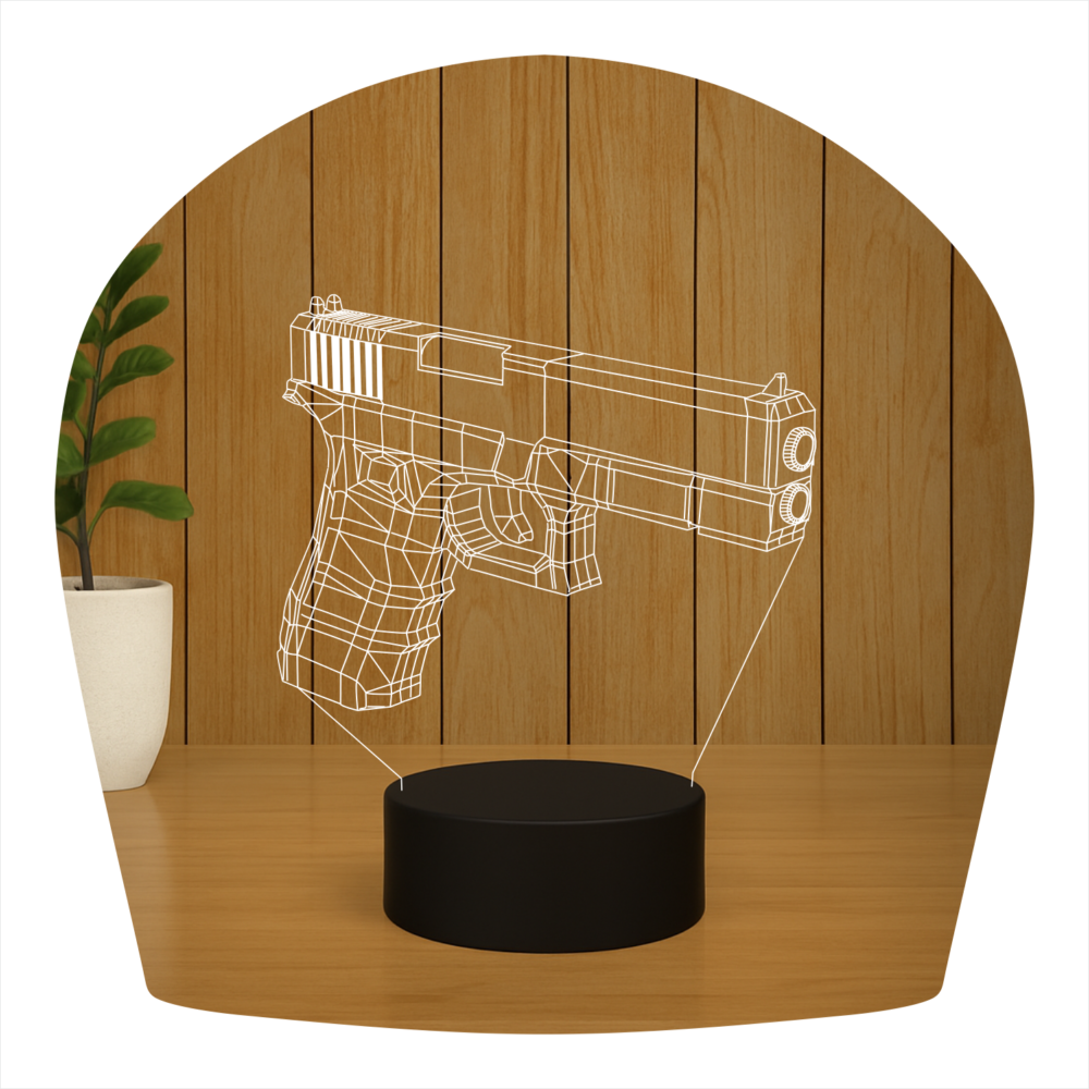 Abajur LED Luminária 3D Ilusion - Pistola