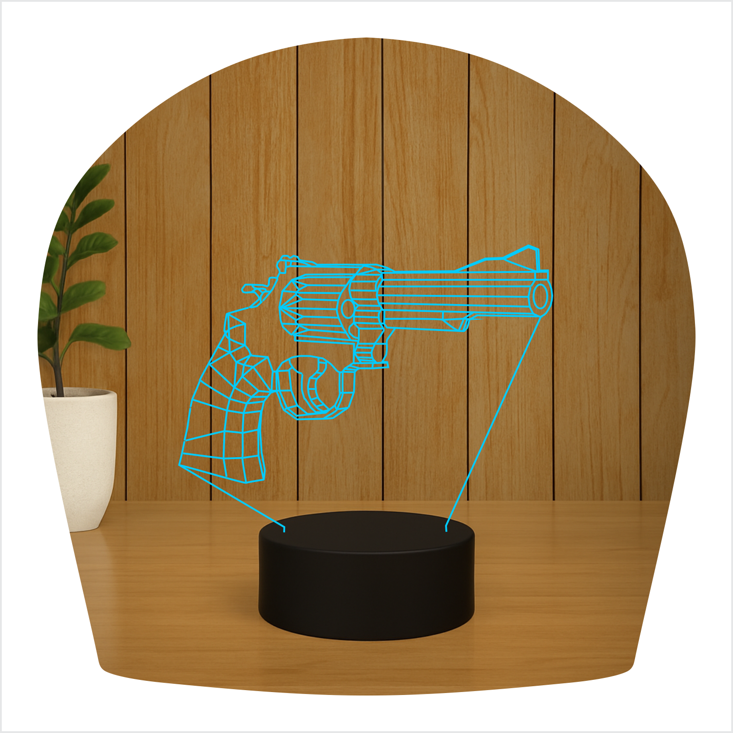 Abajur LED Luminária 3D Ilusion - Revolver - Imagem 3