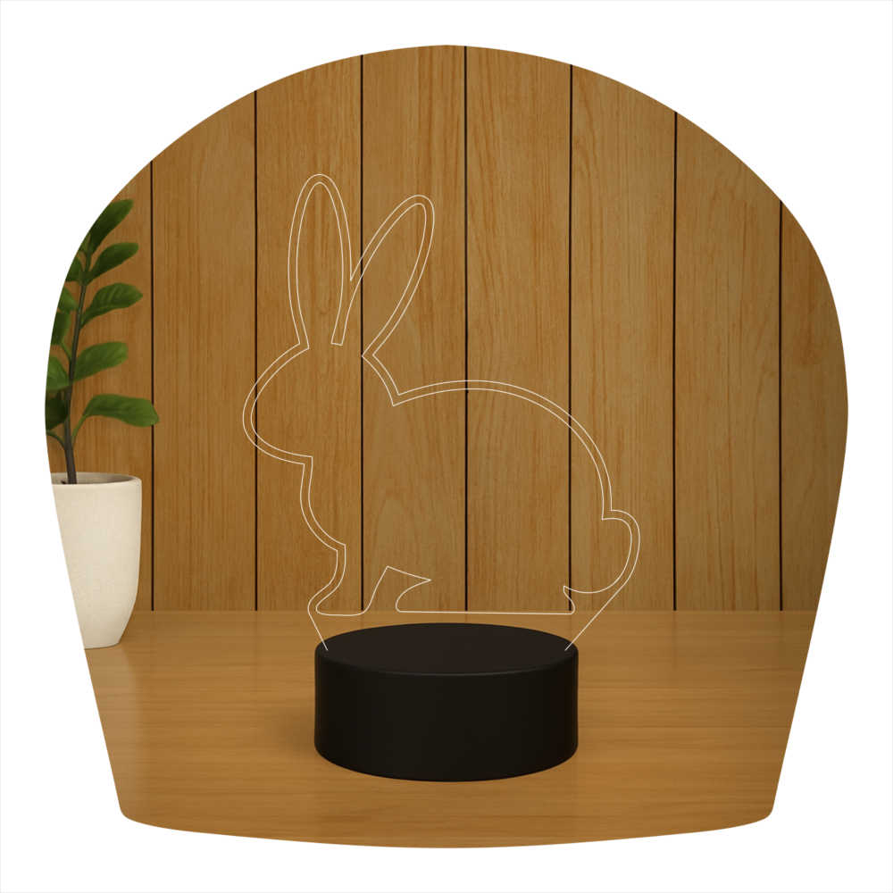 Abajur LED Luminária 3D Ilusion - Coelho
