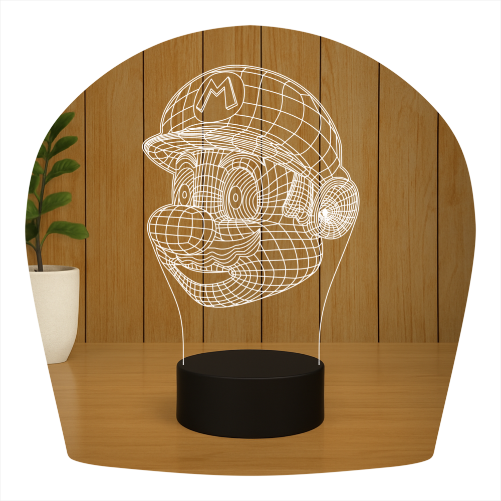 Abajur LED Luminária 3D Ilusion - Mario